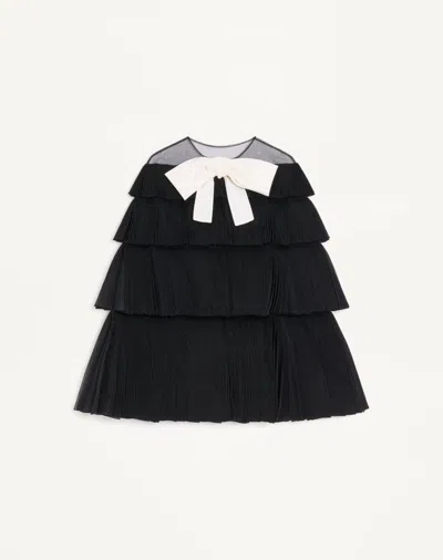 Valentino Embroidered Organza Cape Woman Black/butter 38