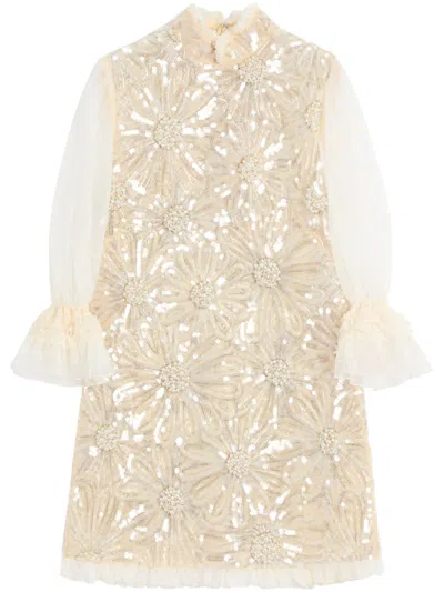 Valentino Silk Sequined Mini Dress In Nude
