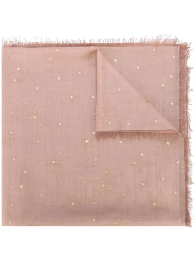Valentino Embroidered Polka Dot Scarf In Pink