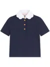 Valentino Garavani Embroidered Cotton Sweatshirt Polo Shirt In Blue