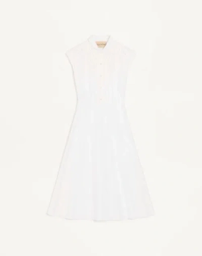 Valentino Embroidered Poplin Midi Dress Woman White 48 In Neutral