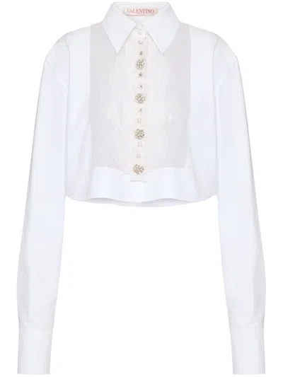 Valentino Embroidered Poplin Shirt In Weiss