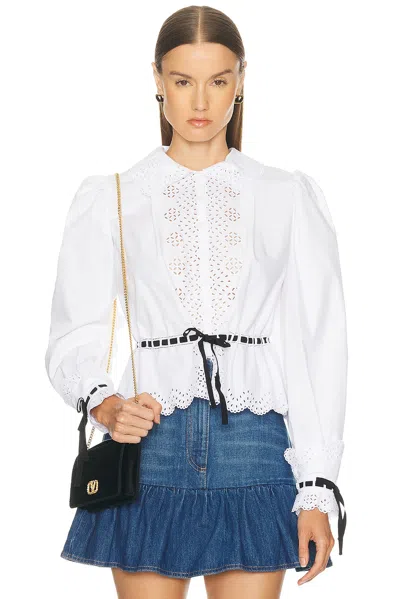 Valentino Embroidered Poplin Shirt In White
