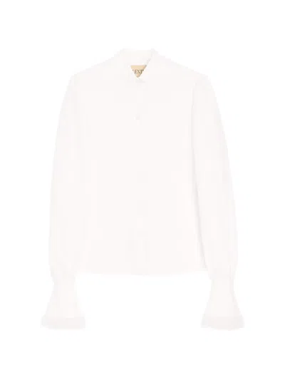 Valentino Popeline Embroidered Shirt In White