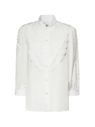Valentino Embroidered Poplin Shirt In White