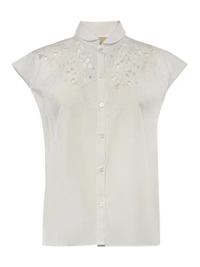 Valentino Embroidered Poplin Shirt In White
