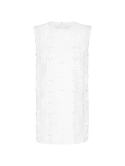 Valentino Embroidered Poplin Tank Top In White