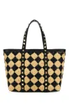 Valentino Garavani Mini Embroidered Raffia Rockstud Handbag In Pattern