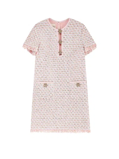VALENTINO EMBROIDERED RIBBON TWEED DRESS