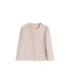 Valentino Garavani Embroidered Ribbon Tweed Jacket In Nude