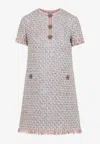 Valentino Womens Multicolor. Embellished Short-sleeves Woven Mini Dress