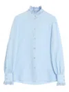 Valentino Womens Angel Blue Embroidered Long-sleeves Linen Shirt In Blue
