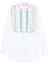 Valentino Ruffled Pleated Embellished Cotton-poplin Shirt In White
