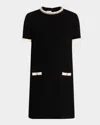 Valentino Crepe Couture Mini Dress With Patch Pockets In Ivory Black