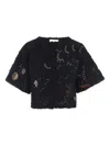 Valentino Embroidered Short-sleeved Jacket In Black