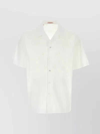 Valentino Embroidered Short Sleeves Shirt In White