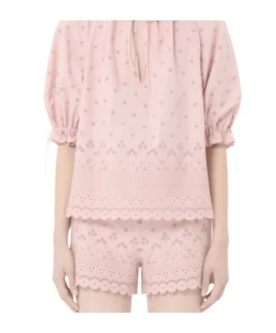 Valentino Embroidered Shorts In Pink