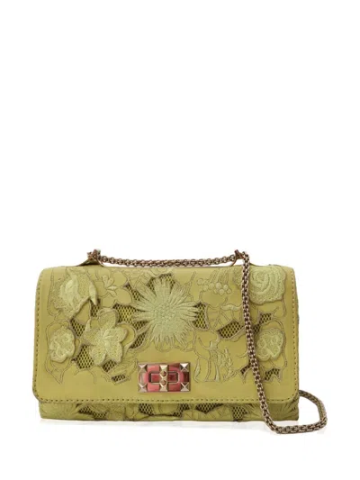 Pre-owned Valentino Garavani Embroidered Shoulder Bag In Yellow