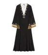 Valentino Embroidered Silk Georgette Midi Dress In Black