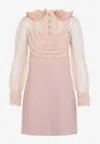 Valentino Peter Pan Collared Ruffle Bib Mini Dress In Pink