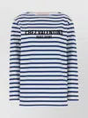 Valentino Long Sleeve Cotton T-shirt With Striped Pattern