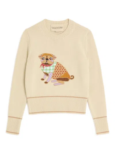 Valentino Embroidered Sweater In Neutral