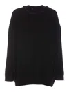 Valentino Off-shoulder Cable Wool Sweater In Black