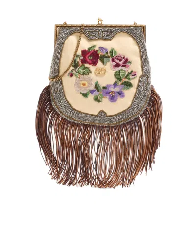 Valentino Garavani Embroidered Tassel Shoulder Bag In Multi-color