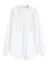 Valentino Cotton-linen-blend Ruffled Shirt Dress In Blanco