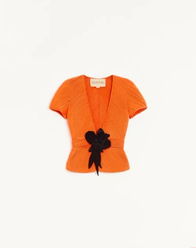 Valentino Embroidered Tulle Illusion Jacket Woman Orange/black 42