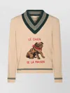 Valentino Garavani Butter-coloured Sweater With Le Chien De La Maison