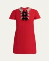 Valentino Embroidered Crepe Couture Short Dress Woman Paris 36 In Red