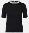 Valentino Embellished Virgin Wool Sweater In Black