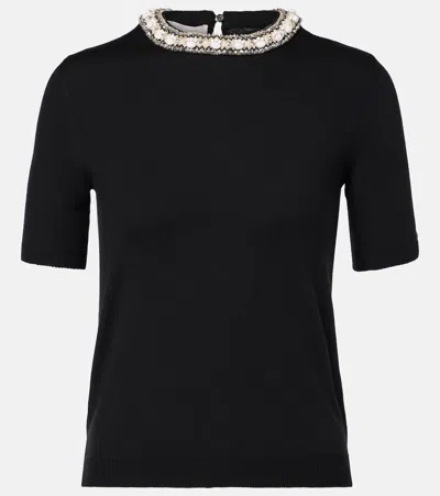 VALENTINO EMBROIDERED VIRGIN WOOL TOP