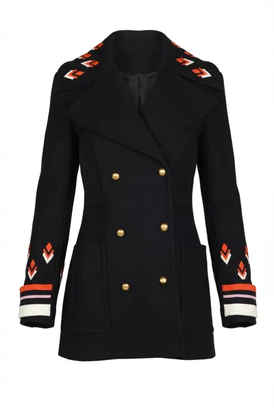 Valentino Embroidered Wool Blazer In Black