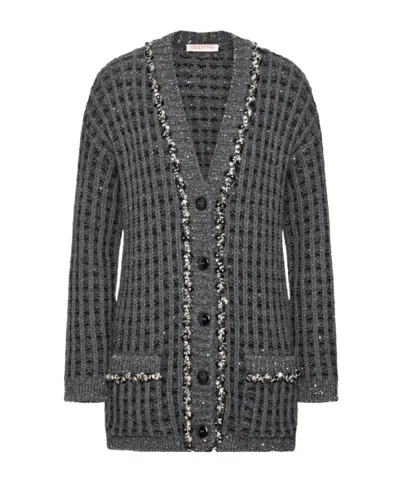 Valentino Embroidered Wool-blend Cardigan