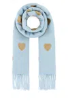 Valentino Heart Pattern Scarf Fringed Ends
