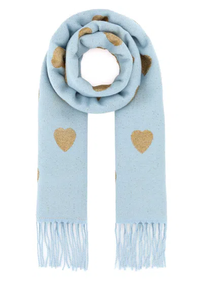VALENTINO EMBROIDERED WOOL BLEND SCARF