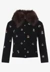 Valentino Wool Cardigan With Detachable Fur Collar In Black