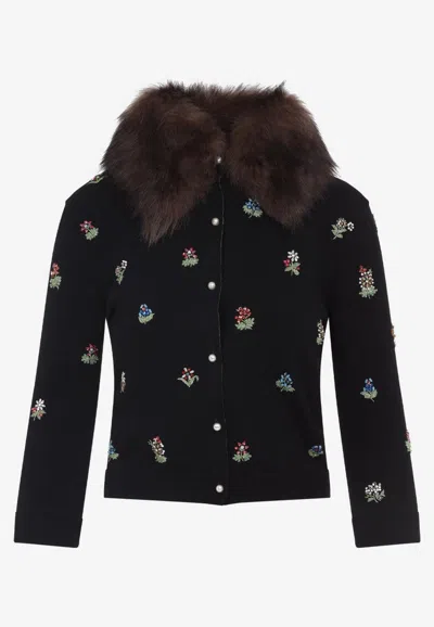 VALENTINO EMBROIDERED WOOL CARDIGAN