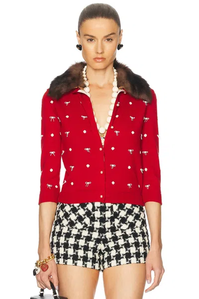 Valentino Embroidered Wool Cardigan In New Red