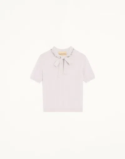 Valentino Embroidered Wool Jumper Woman Lilac Xs In Multi