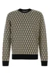 Valentino Crewneck Wool Jumper With Toute La V Jacquard Pattern
