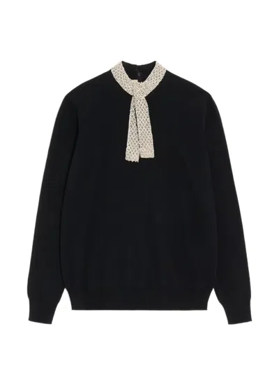 Valentino Embroidered Wool Sweater In Black