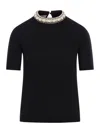 Valentino Embellished Virgin Wool Sweater In Black