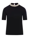 Valentino Embellished Virgin Wool Sweater In Black