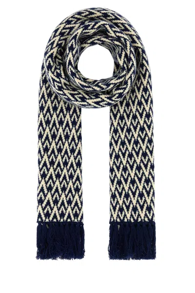 VALENTINO EMBROIDERED WOOL TOUTE LA V SCARF