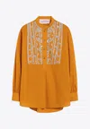 Valentino Embroidered Yoke Long-sleeved Shirt In Yellow