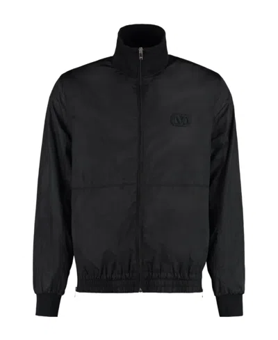 Valentino Embroidered-logo Bomber Jacket In Black