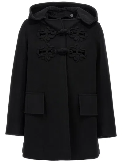 Valentino Button Detailed Long-sleeved Coat In Black